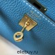 Hermes Hermès Mini Kelly 20 Togo Blue Gold Hardware Hand-Stitched