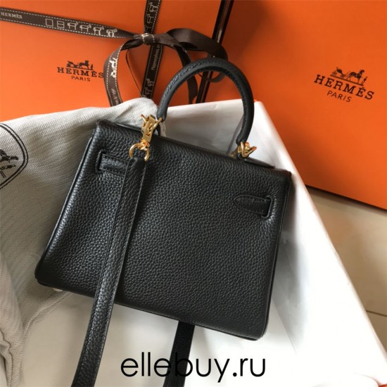 Hermes Hermès Mini Kelly 20 Togo Black Gold Hardware Hand-Stitched