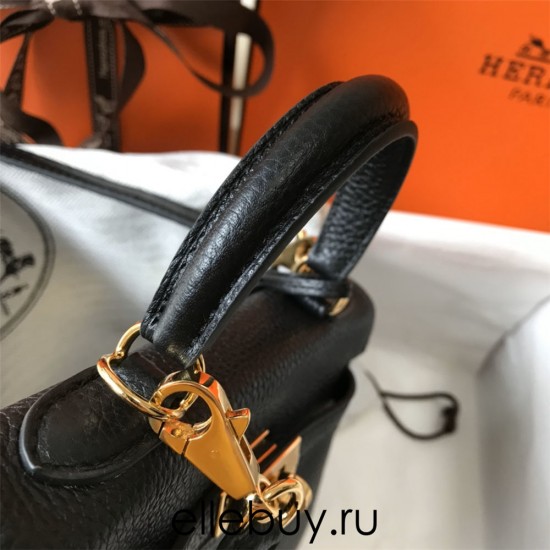 Hermes Hermès Mini Kelly 20 Togo Black Gold Hardware Hand-Stitched