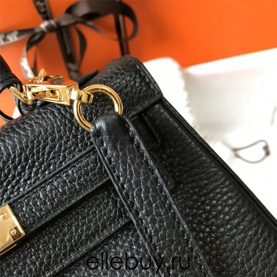 Hermes Hermès Mini Kelly 20 Togo Black Gold Hardware Hand-Stitched