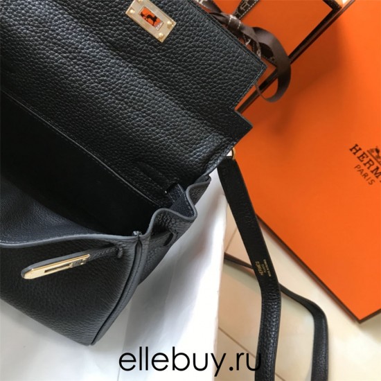 Hermes Hermès Mini Kelly 20 Togo Black Gold Hardware Hand-Stitched