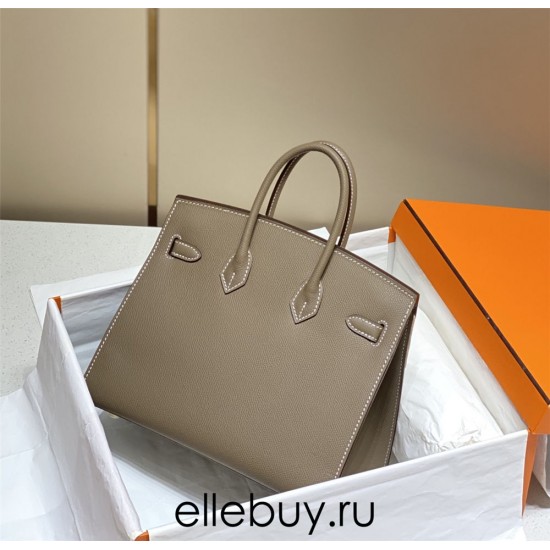 Hermes Hermès Birkin 25 Epsom External Stitching Grey Gold Hardware Hand-Stitched