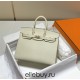 Hermes Hermès Birkin 25 Epsom External Stitching White Gold Hardware Hand-Stitched