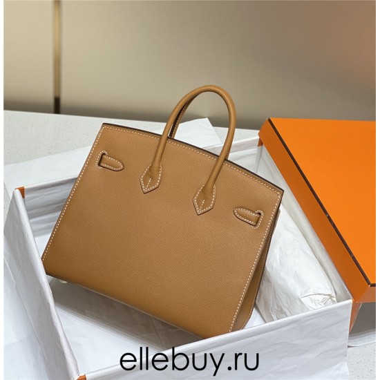 Hermes Hermès Birkin 25 Epsom External Stitching Brown Gold Hardware Hand-Stitched