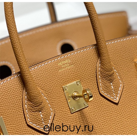 Hermes Hermès Birkin 25 Epsom External Stitching Brown Gold Hardware Hand-Stitched