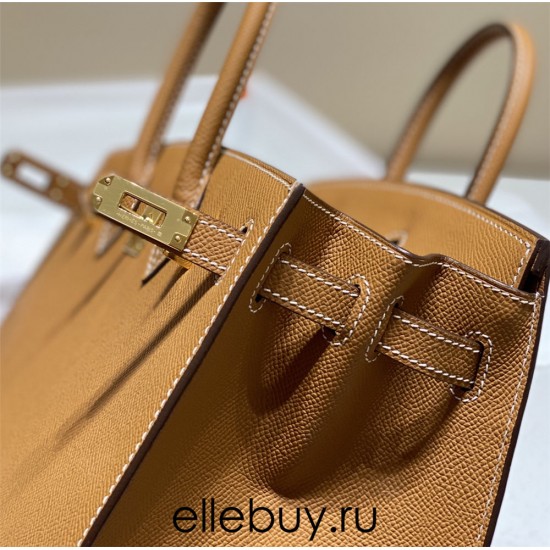 Hermes Hermès Birkin 25 Epsom External Stitching Brown Gold Hardware Hand-Stitched