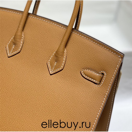 Hermes Hermès Birkin 25 Epsom External Stitching Brown Gold Hardware Hand-Stitched