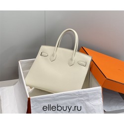 Hermes Hermès Birkin 30 Epsom External Stitching White Gold Hardware Hand-Stitched