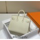 Hermes Hermès Birkin 25 Epsom External Stitching White Gold Hardware Hand-Stitched