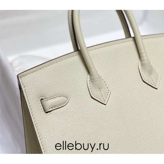 Hermes Hermès Birkin 25 Epsom External Stitching White Gold Hardware Hand-Stitched