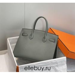 Hermes Hermès Birkin 30 Epsom External Stitching Grey-Blue Gold Hardware Hand-Stitched