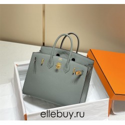 Hermes Hermès Birkin 25 Epsom External Stitching Grey-Blue Gold Hardware Hand-Stitched