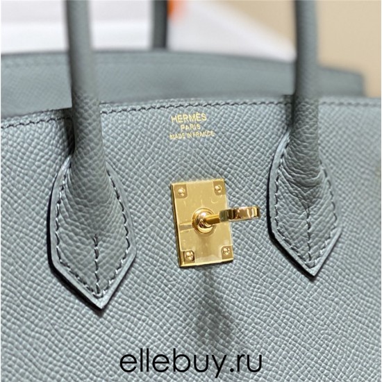 Hermes Hermès Birkin 25 Epsom External Stitching Grey-Blue Gold Hardware Hand-Stitched