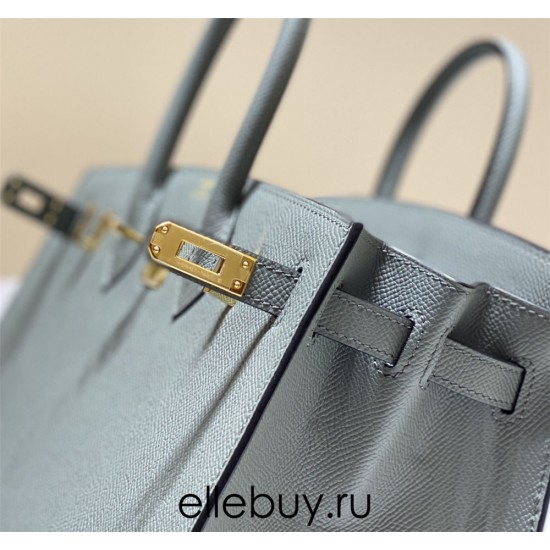 Hermes Hermès Birkin 25 Epsom External Stitching Grey-Blue Gold Hardware Hand-Stitched