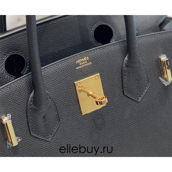 Hermes Hermès Birkin 30 Epsom External Stitching Black Gold Hardware Hand-Stitched