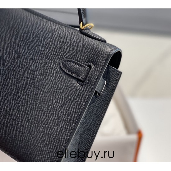 Hermes Hermès Mini Kelly 2 19 Epsom Black Gold Hardware Hand-Stitched