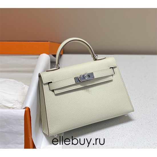 Hermes Hermès Mini Kelly 2 19 Epsom White Gold Hardware Hand-Stitched