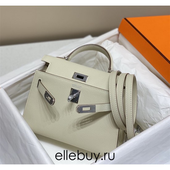 Hermes Hermès Mini Kelly 2 19 Epsom White Gold Hardware Hand-Stitched