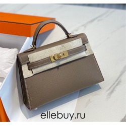 Hermes Hermès Mini Kelly 2 19 Epsom Grey Gold Hardware Hand-Stitched