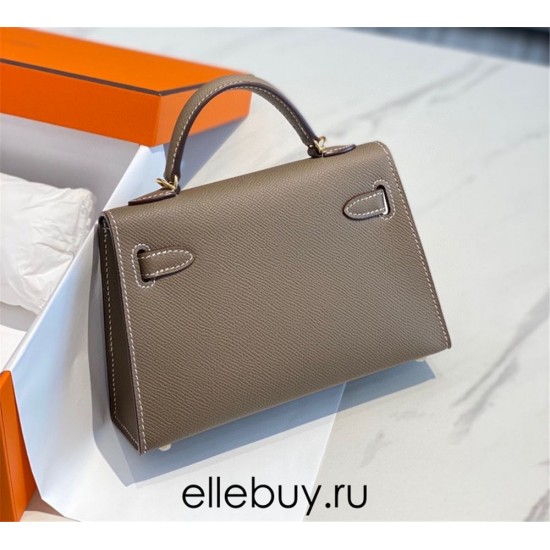 Hermes Hermès Mini Kelly 2 19 Epsom Grey Gold Hardware Hand-Stitched