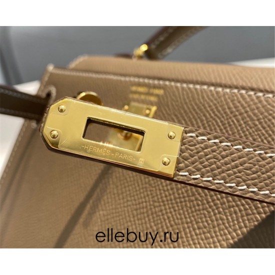 Hermes Hermès Mini Kelly 2 19 Epsom Grey Gold Hardware Hand-Stitched