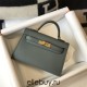 Hermes Hermès Mini Kelly 2 19 Epsom Grey-Blue Gold Hardware Hand-Stitched