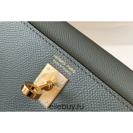 Hermes Hermès Mini Kelly 2 19 Epsom Grey-Blue Gold Hardware Hand-Stitched