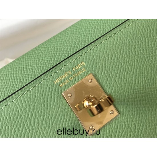 Hermes Hermès Mini Kelly 2 19 Epsom Green Gold Hardware Hand-Stitched