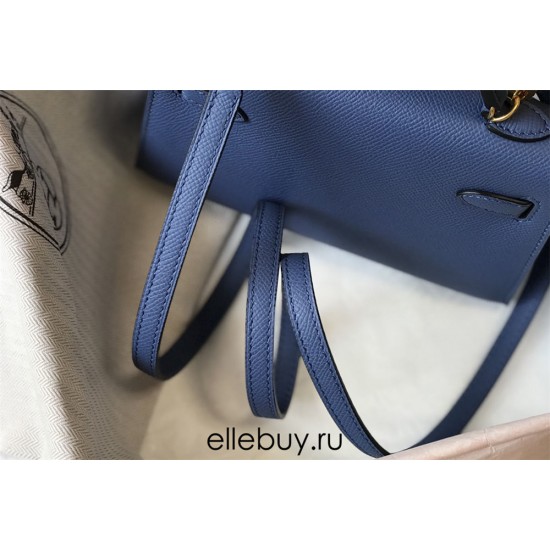 Hermes Hermès Mini Kelly 2 19 Epsom Dark Blue Gold Hardware Hand-Stitched