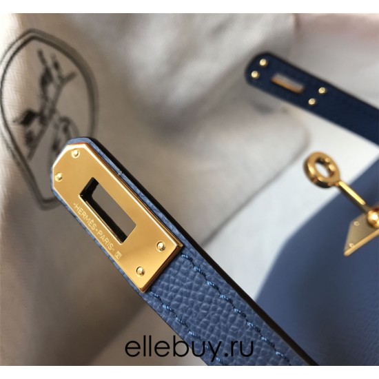 Hermes Hermès Mini Kelly 2 19 Epsom Dark Blue Gold Hardware Hand-Stitched