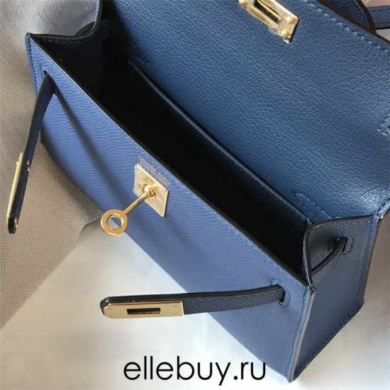 Hermes Hermès Mini Kelly 2 19 Epsom Dark Blue Gold Hardware Hand-Stitched