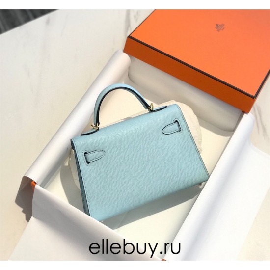 Hermes Hermès Mini Kelly 2 19 Epsom Sky Blue Gold Hardware Hand-Stitched