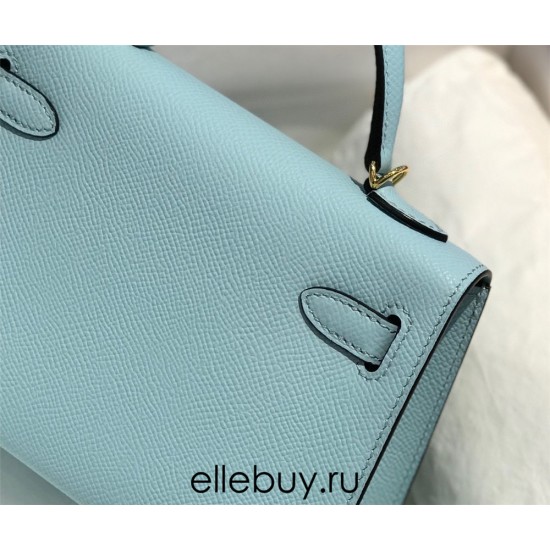 Hermes Hermès Mini Kelly 2 19 Epsom Sky Blue Gold Hardware Hand-Stitched