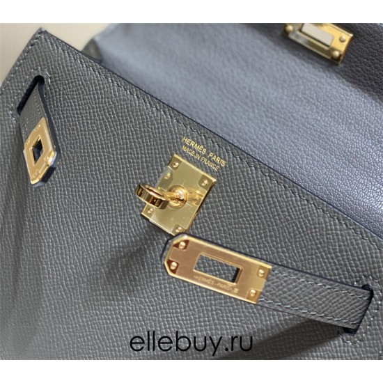 Hermes Hermès Mini Kelly 2 19 Epsom Dark Grey Gold Hardware Hand-Stitched