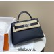 Hermes Hermès Mini Kelly 2 19 Epsom Black Silver Hardware Hand-Stitched