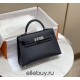 Hermes Hermès Mini Kelly 2 19 Epsom Black Silver Hardware Hand-Stitched