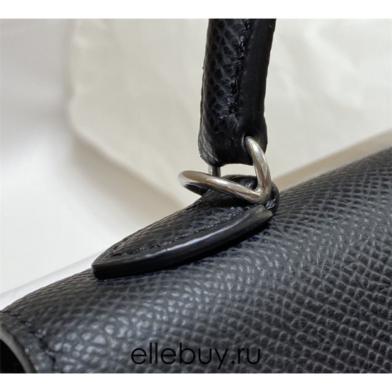 Hermes Hermès Mini Kelly 2 19 Epsom Black Silver Hardware Hand-Stitched