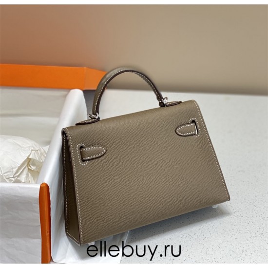 Hermes Hermès Mini Kelly 2 19 Epsom Dark Grey Silver Hardware Hand-Stitched