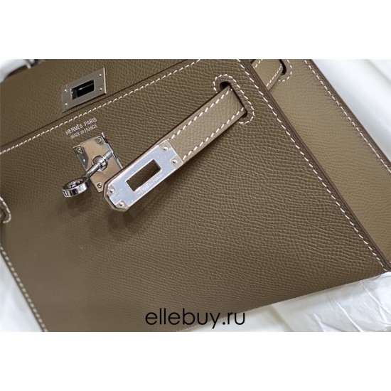 Hermes Hermès Mini Kelly 2 19 Epsom Dark Grey Silver Hardware Hand-Stitched