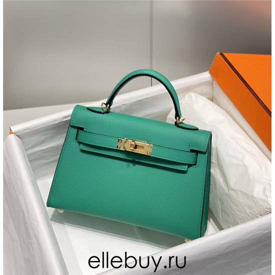 Hermes Hermès Mini Kelly 2 19 Epsom Bright Green Silver Hardware Hand-Stitched