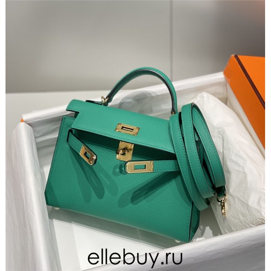 Hermes Hermès Mini Kelly 2 19 Epsom Bright Green Silver Hardware Hand-Stitched