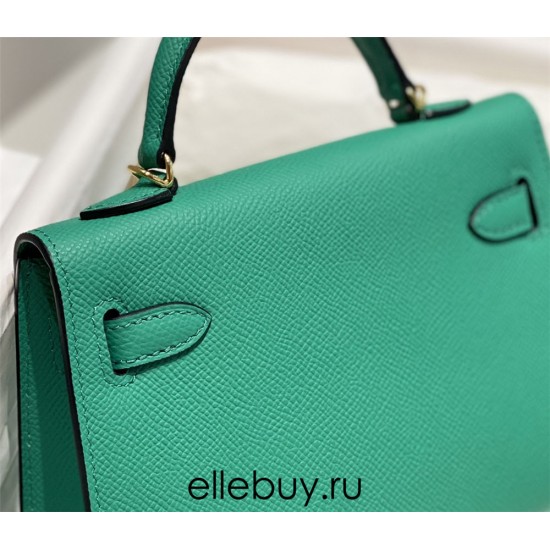 Hermes Hermès Mini Kelly 2 19 Epsom Bright Green Silver Hardware Hand-Stitched