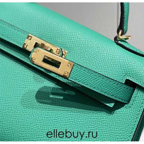 Hermes Hermès Mini Kelly 2 19 Epsom Bright Green Silver Hardware Hand-Stitched