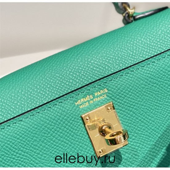 Hermes Hermès Mini Kelly 2 19 Epsom Bright Green Silver Hardware Hand-Stitched