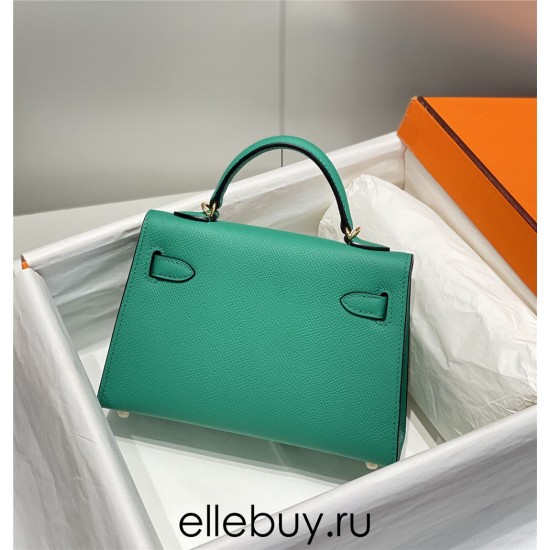 Hermes Hermès Mini Kelly 2 19 Epsom Bright Green Silver Hardware Hand-Stitched