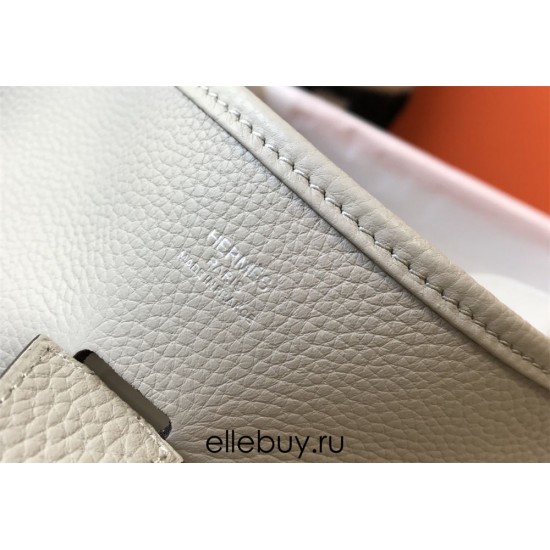 Hermes Hermès Evelyne 29 Togo Light Grey Silver Hardware Hand-Stitched