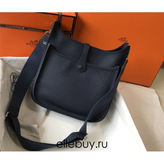 Hermes Hermès Evelyne 29 Togo Black Silver Hardware Hand-Stitched