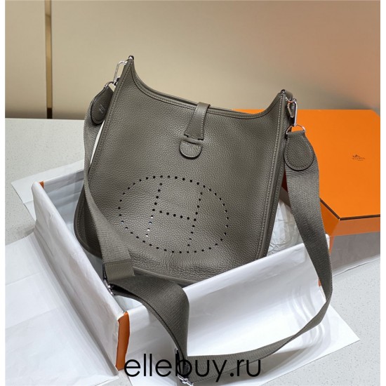 Hermes Hermès Evelyne 29 Togo Dark Grey Silver Hardware Hand-Stitched