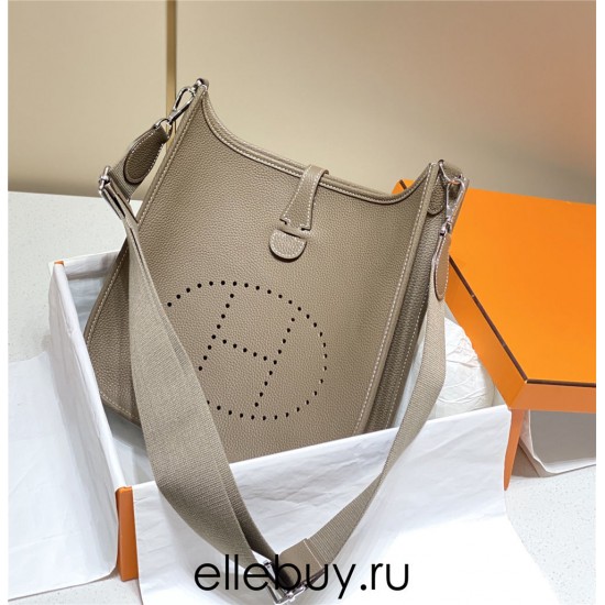 Hermes Hermès Evelyne 29 Togo Grey Silver Hardware Hand-Stitched