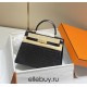 Hermes Hermès Kelly 25 Crocodile Skin Pattern Gold Hardware Black Hand-Stitched